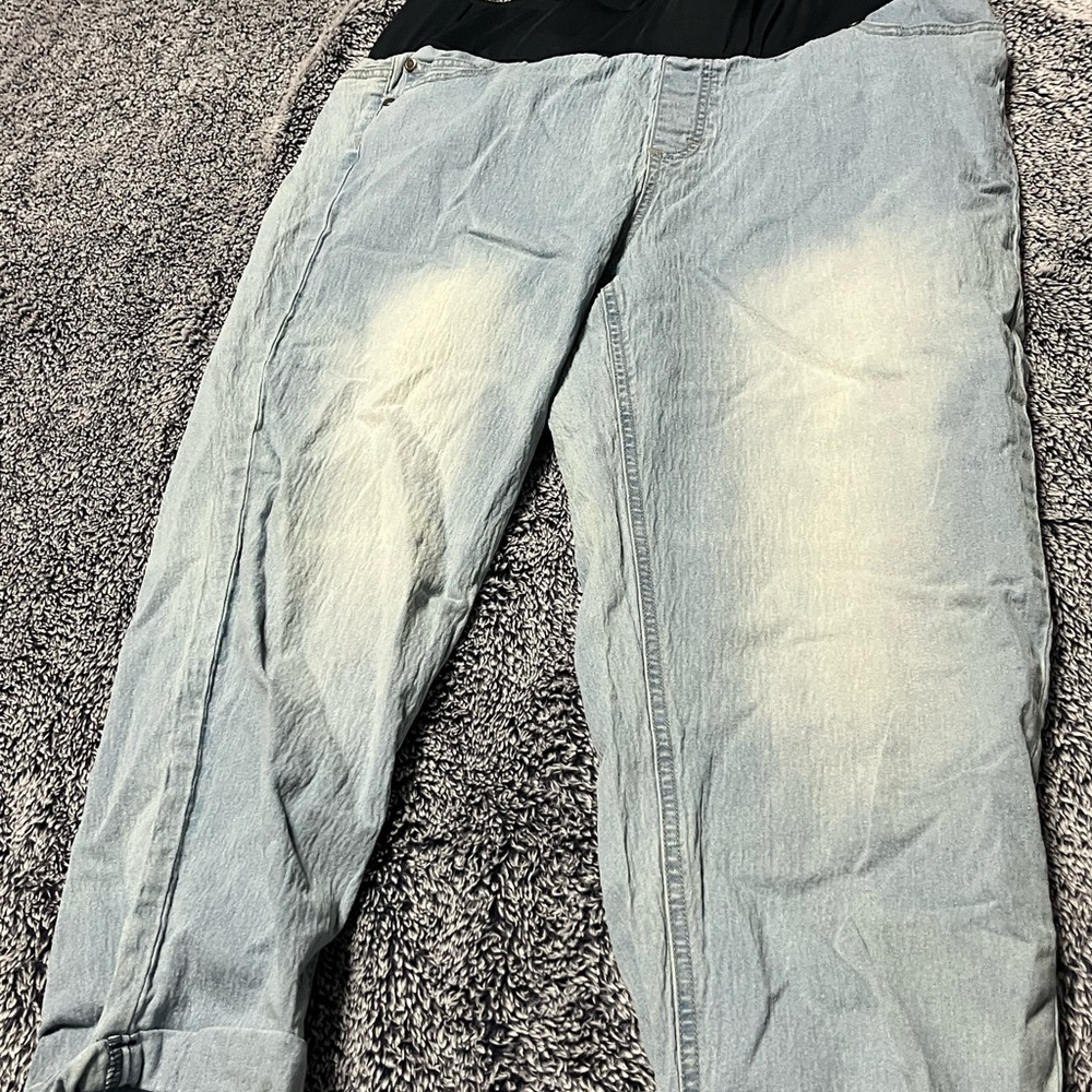 Light Blue Denim Jeans maternity jeans Sass & Sassy 1X